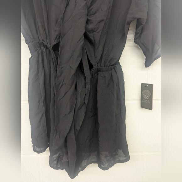 Vince Camuto womens Convertible Tie front Cover Up szS solid black romper 1 pc - Picture 6 of 6